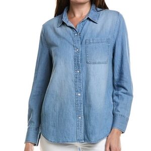 Lola River Light Blue Chambray Denim Western Snap Closure Shirt Women's Size XL